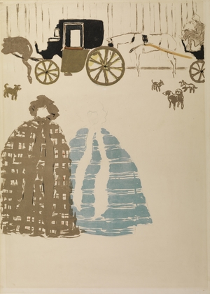 Le paravent – La promenade des nourrices, frise de Fiacres (Two Women, with Carriages)