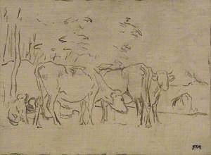 Landscape with Cows, Cowherd and Dog