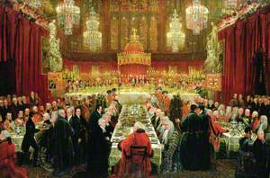 The Banquet Given by the Corporation to the Prince Regent, the Emperor of Russia and the King of Prussia, 18 June 1814 (The Allied Sovereigns' Banquet)