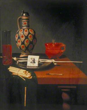 Still Life with a Stoneware Jug, Glass and Smoking Requisites