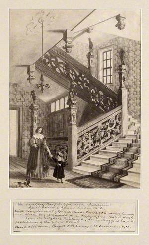Interior of Cromwell House with Mrs Van de Linde and her Eldest Child, Gerrit