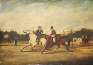 A Butcher's Boy Racing with a Postman in the Mall