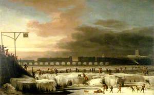 The Frozen Thames, Looking Eastwards towards Old London Bridge, London