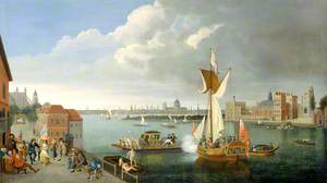 The Thames at Horseferry, with Lambeth Palace and a Distant View of the City, London