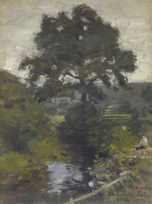 Man in a Landscape by a Stream