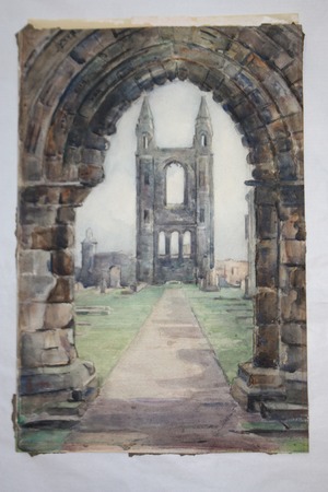 Watercolour painting of St Andrews Cathedral