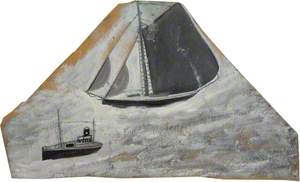 Grey Sailing Ship and Small Boat