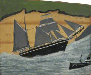 Sailing Ship against a Sandy Beach
