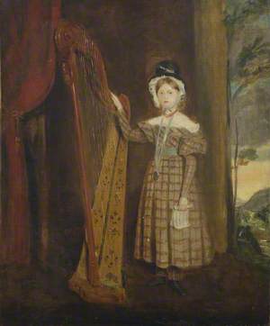 Portrait of a Young Girl in Welsh Costume with a Harp
