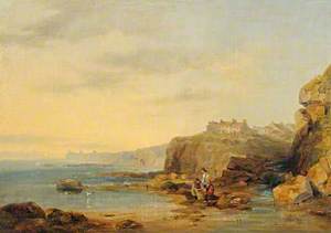 Coastal Scene with Fishermen and Their Baskets on the Shore