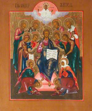 Icon with Extended Deesis with Saints Zossim and Savatti (above Lord God Sabaoth)
