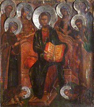 Icon with the Extended Deesis Saints Zossim and Savatti