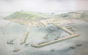 Falmouth Harbour Showing Works of Dock Company to Be Completed in 1866