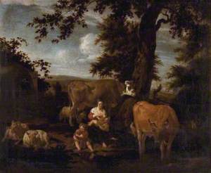 A Landscape with Cattle and Sheep
