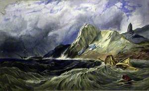 Coastal Scene with Wrecked Sailing Vessel