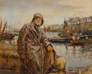 Fisherman by the Harbour Wall, Newlyn