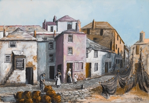 Quay Street, St Ives, 1900, with Alfred Wallis House