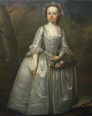 Portrait of a Young Girl with a Basket of Flowers