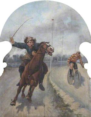 Hatwell's 'Gallopers': Horse and a Cyclist