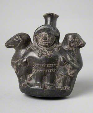 Chimu Vessel with Two Animals and a Human