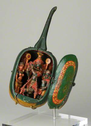 Carving of Krishna and Gopis within a Gourd