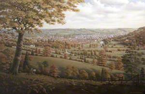 Panoramic View of Tiverton, Devon, Seen from the High Ground at Ashley, Showing the River Exe and Local Landmarks