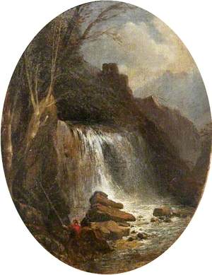 Fishermen by Waterfall