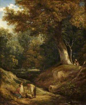 A Woodland Glade with Figures