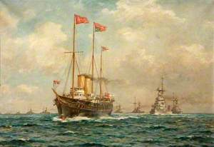 George V on the 'Victoria and Albert' Takes the Tiller and Orders the Fleet to Sea, July 17th 1935