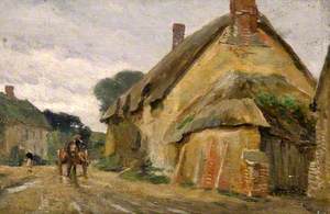 Village Street with Horse and Cart, West Stafford, Dorset