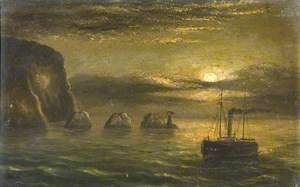 Steamship at the Needles, Isle of Wight, at Night