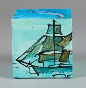 121 Linked Cubes: Cube Painted Blue, Relating to Whaling