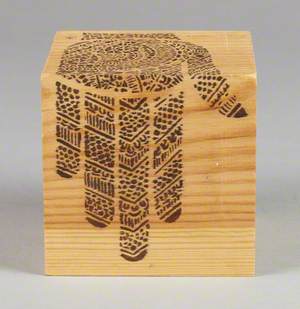 121 Linked Cubes: Cube with Indian-Style Stencilled Hand Patterns