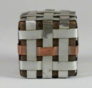 121 Linked Cubes: Cube Encased in a Silver Metal Cage