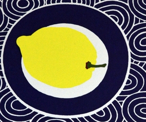 Lemon on a Blue Plate