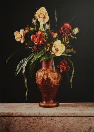 Still Life with Roses in a Red Vase