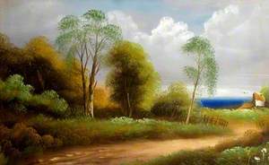 Country Scene with a Woodland Path Leading to the Sea