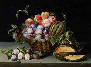 Still Life, Plums, Melons and Peaches