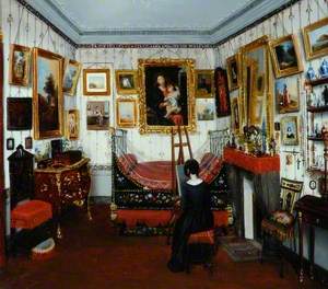 Interior of a Room with a Lady Painting