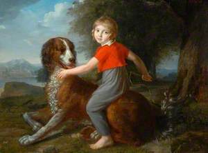 A Boy Sitting on a Dog's Back