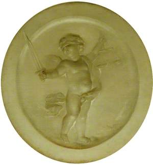 Cupid Blindfolded Carrying a Sword and Scales