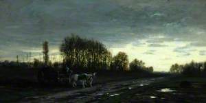 Landscape with a Farm Waggon, Sunset