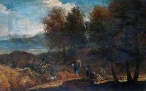 Woods, Lake and Figures