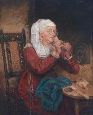 Woman Threading a Needle