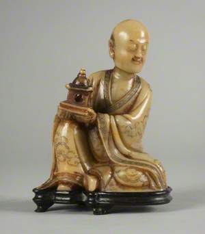 Seated Luohan (Disciple of the Buddha) Holding a Model of a Pagoda