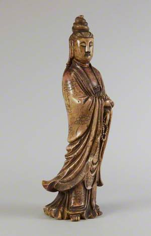 Guanyin Holding Scroll and Prayer Beads