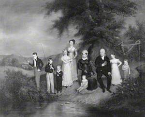 William Oliphant and His Wife Mary with Their Children: William, Mary, Margaret, John, Elizabeth, Ebenezer, David and Walter, in a Landscape, 1822