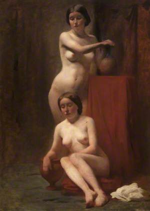 Two Female Nudes: One Standing, One Seated