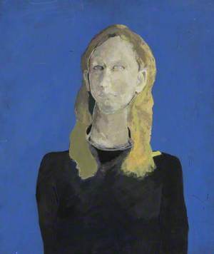 Woman in a Blue Background