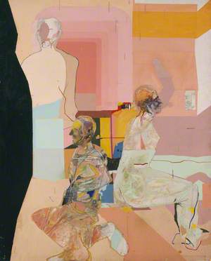 Composition with Three Figures against a Pink and Yellow Background